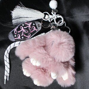 Fluffy Bunny Purse Charm Keychain – Faux Fur Rabbit with Tassel & Accessories